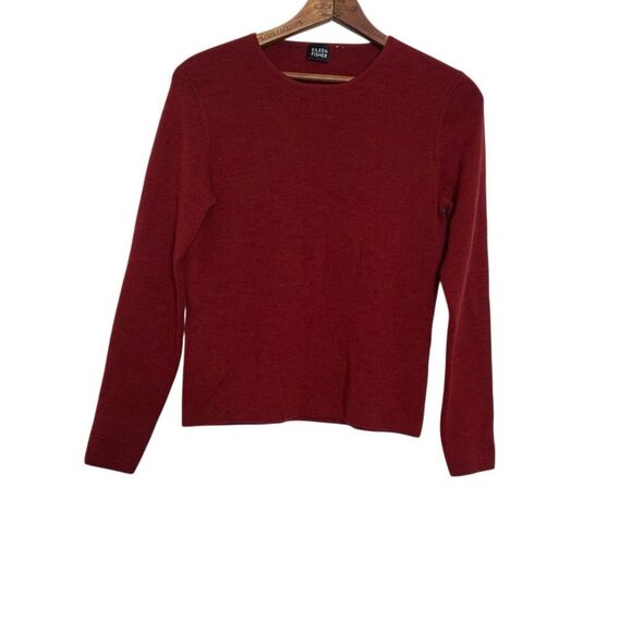 Eileen Fisher Merino Wool Crew Neck Long Sleeve Pullover Sweater Red Size Small - Picture 1 of 7